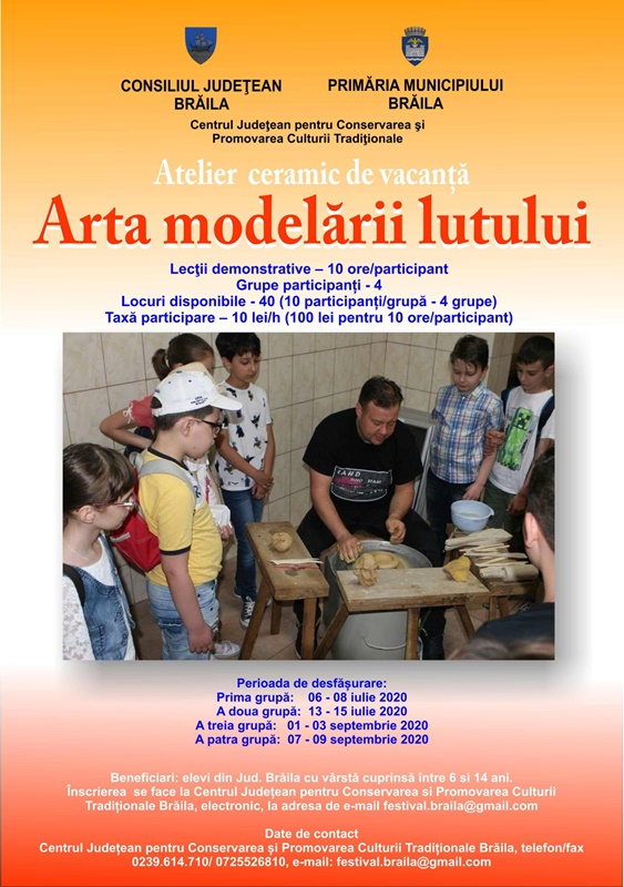 Centrul de Creație Brăila face înscrieri la atelierul ceramic de vacanță “Arta modelării&nbsp;lutului’’