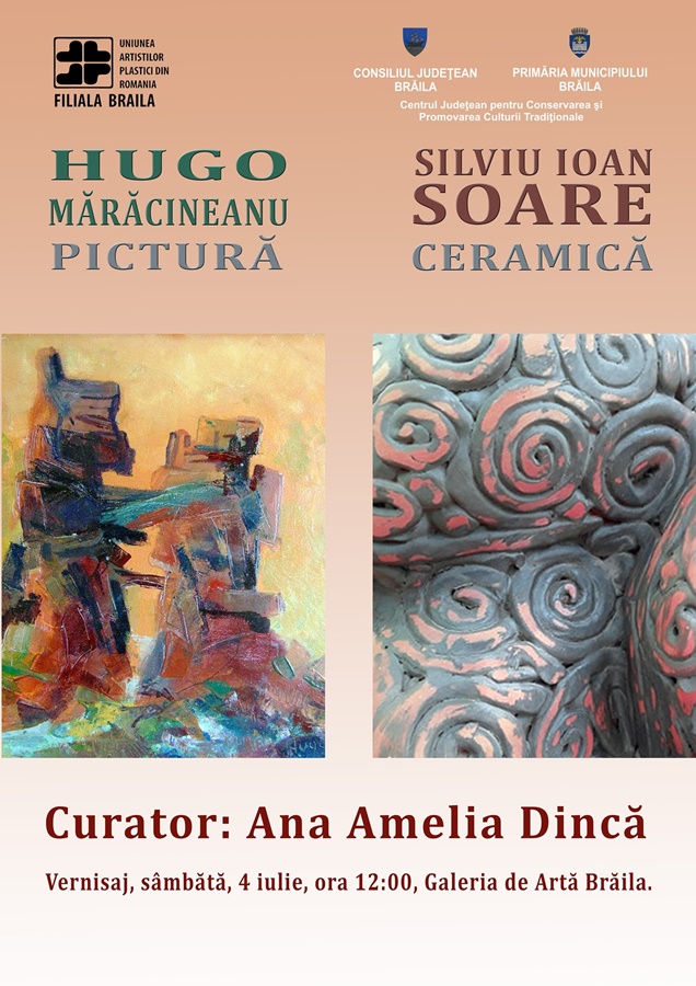 Sâmbătă, va avea loc vernisajul Expoziţiei „Hugo Mărăcineanu – pictură şi Silviu Ioan Soare –&nbsp;ceramică”