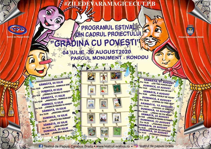 Teatrul de Păpuși Brăila invită la „Grădina cu Povești” în Parcul&nbsp;Monument