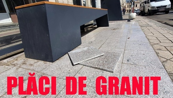 statie autobuz, placi de granit