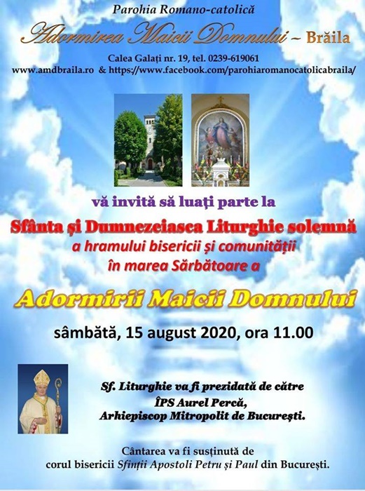 Afis - Sfanta si Dumnezeiasca Liturghie, Adormirii Maicii Domnului