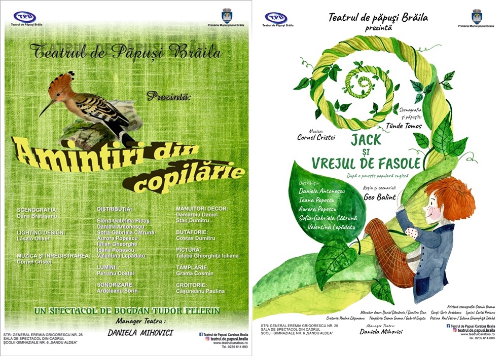 În fiecare week-end, vor fi câte două spectacole, oferite de actorii Teatrului de Păpuși&nbsp;Brăila