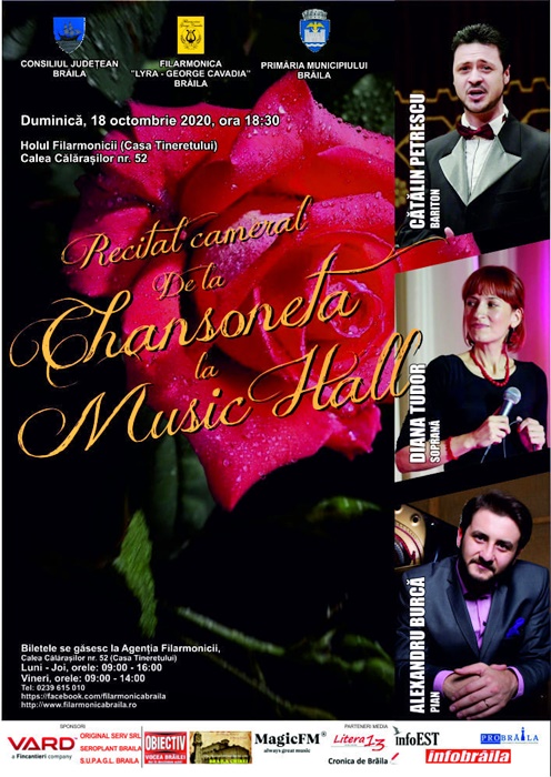 Recital Cameral „De la Chansonetă la Music Hall”, la Filarmonica Lyra-George&nbsp;Cavadia