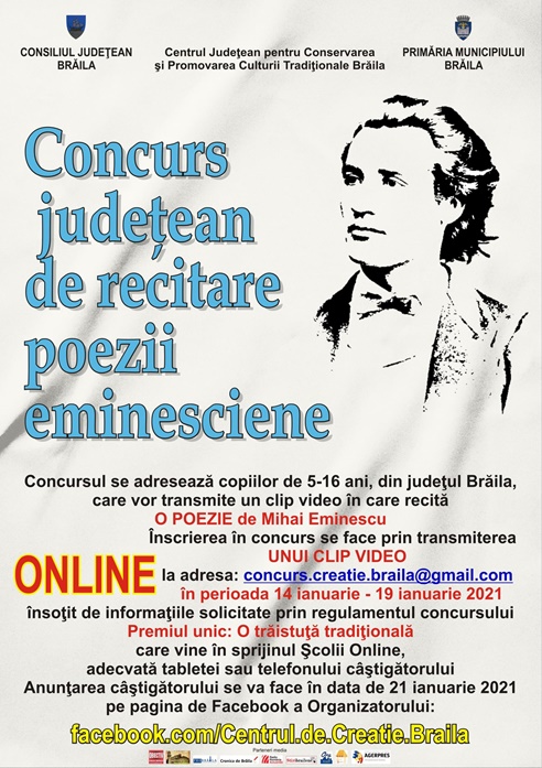 Concurs județean online de recitat poezii&nbsp;eminesciene