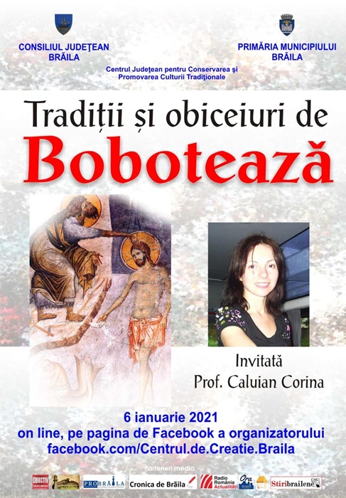 Despre tradiții și obiceiuri de Bobotează cu prof. Corina Caluian, online, la Centrul Județean pentru Conservarea și Promovarea Culturii Tradiționale&nbsp;Brăila