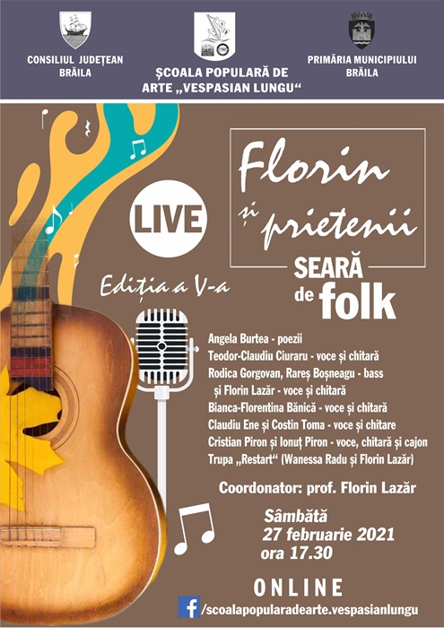Seară de folk la Școala de Arte „Vespasian&nbsp;Lungu”