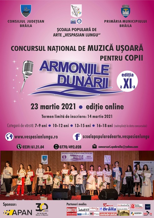 Înscrieri la Concursul Național de Muzică Ușoară „Armoniile Dunării”, de la&nbsp;Brăila
