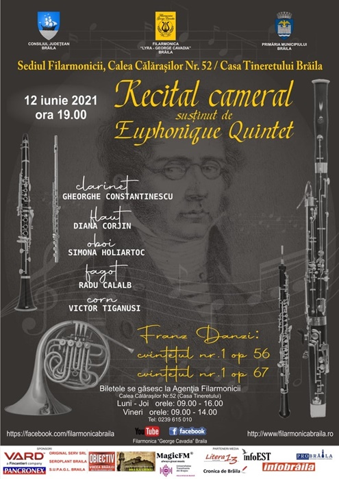 Sâmbătă, Recital cameral susţinut de cvintetul “Euphonique&nbsp;Quintet”