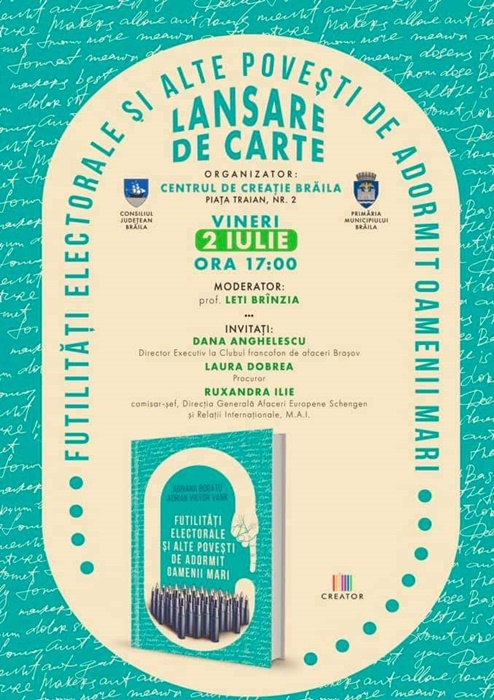 Lansare de carte – “Futilități electorale și alte povești de adormit oamenii mari”, de prof. Adriana&nbsp;Bogatu