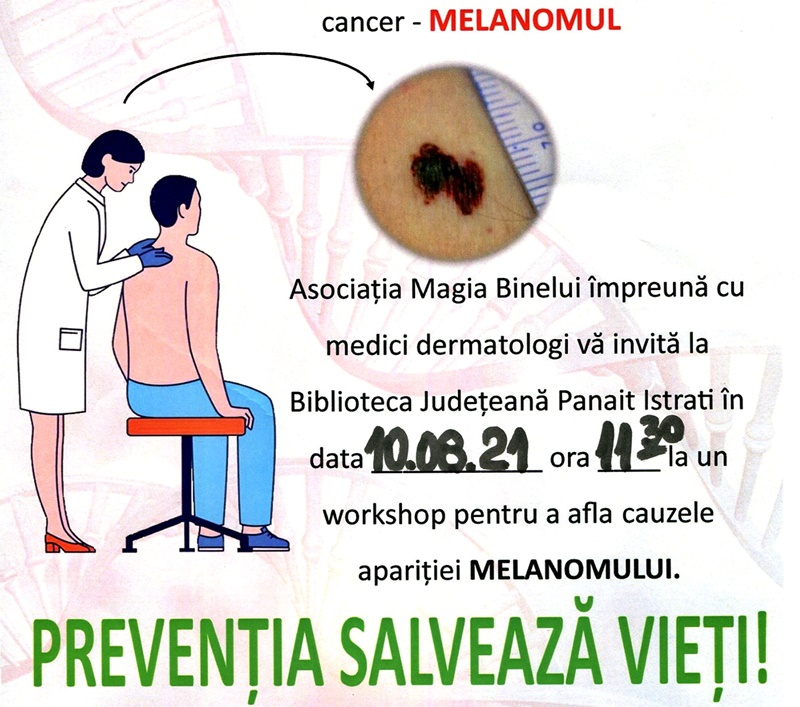 Workshop la bibliotecă: „Prevenția melanomului și riscurile pe care le presupune expunerea neprotejată la radiația&nbsp;UV”