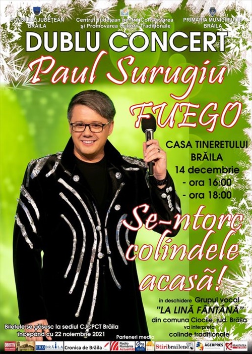 „Se-ntorc colindele acasă”, dublu concert de colinde, susţinut de Paul Surugiu –&nbsp;Fuego