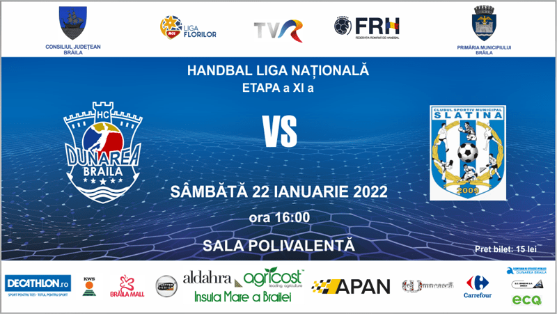 HC Dunărea Brăila vs CSM Slatina – Etapa a XII a din Liga Florilor&nbsp;Mol