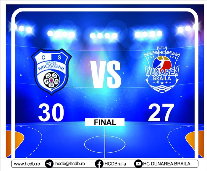 CS Dacia Mioveni 2012 – HC Dunărea Brăila, scor final 30 –&nbsp;27