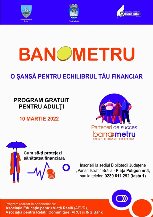 „Banometru”, curs de educație financiară gratuit, la Biblioteca Județeană „Panait&nbsp;Istrati”