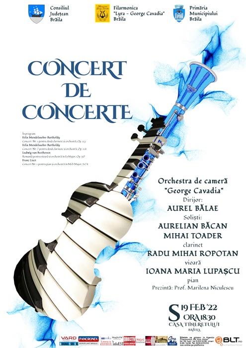 Invitație la “Concert de Concerte”, organizat de Filarmonica “Lyra – George&nbsp;Cavadia”