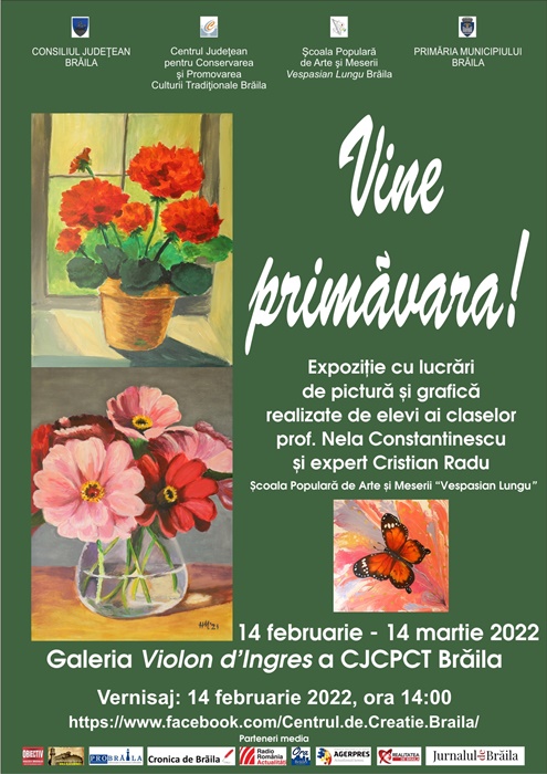 Vernisajul Expoziției de grafică și pictură „Vine primăvara”, expoziție reaizată de elevi ai Școlii Populare de Arte și Meserii „Vespasian&nbsp;Lungu”