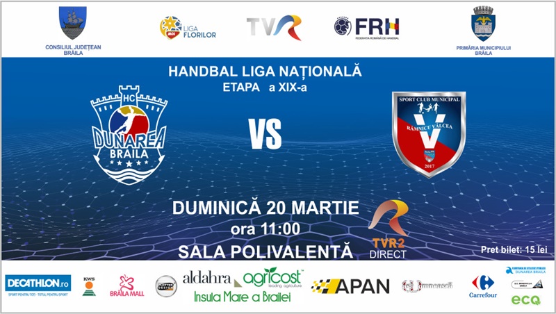 Duminică, HC Dunărea Brăila va juca acasă cu SCM Râmnicu&nbsp;Vâlcea