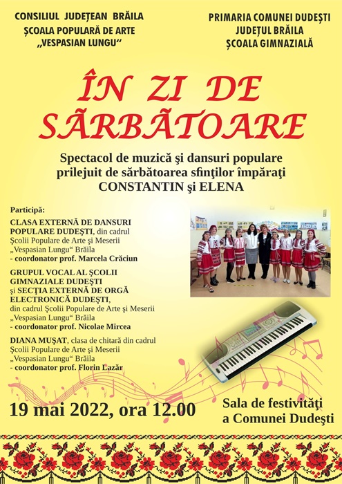 “În zi de sărbătoare”, spectacol de muzică și dansuri populare în Comuna&nbsp;Dudeşti