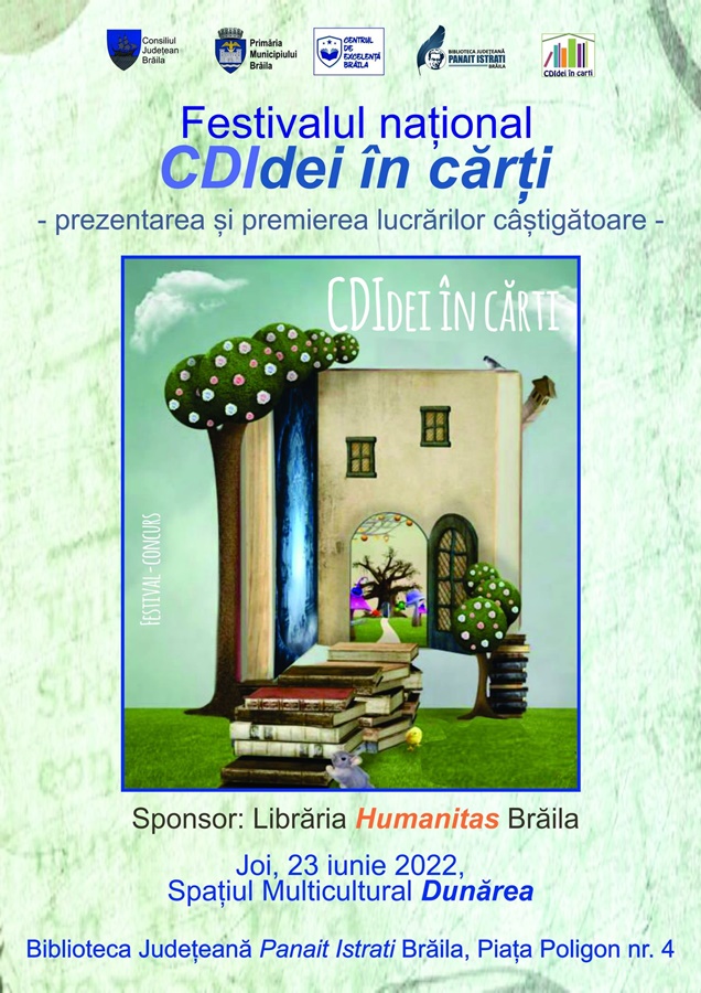 Biblioteca Județeană „Panait Istrati” Brăila va găzdui premierea căștigătorilor Festivalului „CDIdei în&nbsp;cărți”