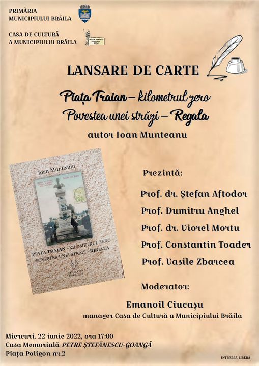 O nouă apariție editorială a publicistului Ioan Munteanu, “Piața Traian – Kilometrul zero: povestea unei străzi –&nbsp;Regala”