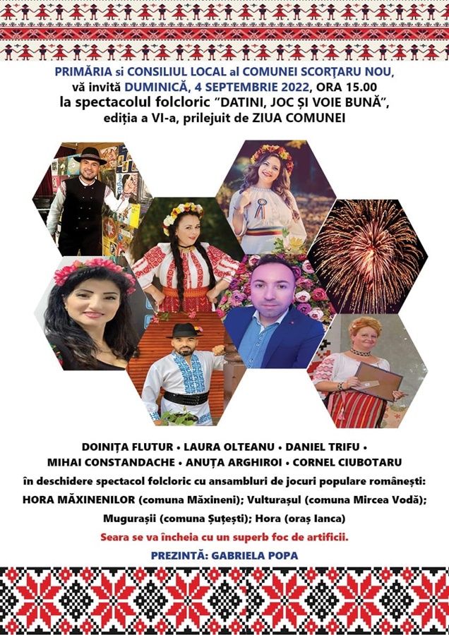 „Datini, joc și voie bună”, spectacol folcloric deosebit organizat de Ziua Comunei Scorțaru&nbsp;Nou