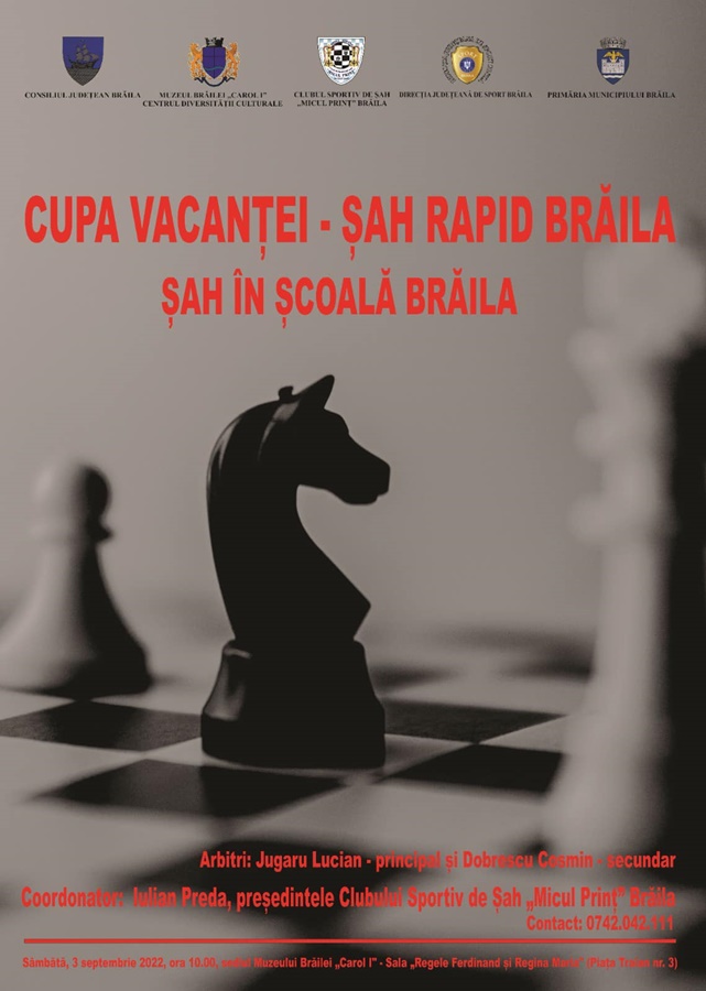 „Cupa Vacanței”, concurs de șah pentru elevi, la&nbsp;Brăila