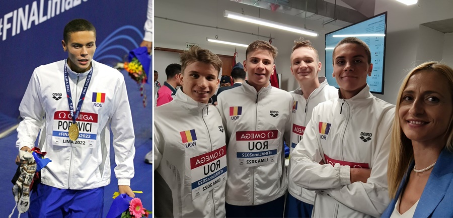 Echipa de înot a României obține medalie după medalie | David Popovici câștigă aurul la Campionatul Mondial de înot de la Lima, stabilind un nou record al&nbsp;competiției