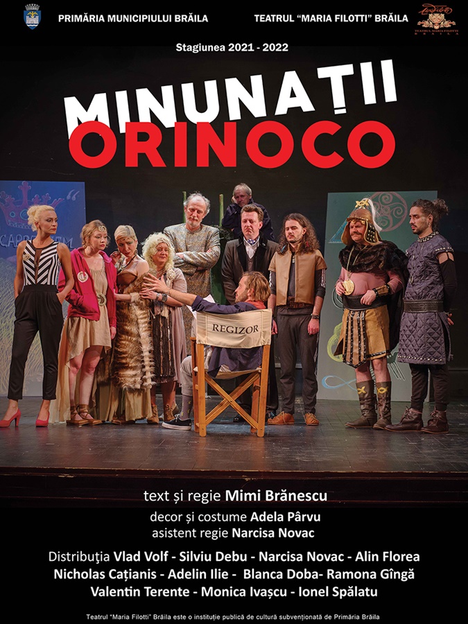 Ce se întâmplă în culisele unui spectacol, ce probleme au actorii sau regizorul, află vizionând comedia „Minunații Orinoco”, duminică, la Teatrul „Maria&nbsp;Filotti”!