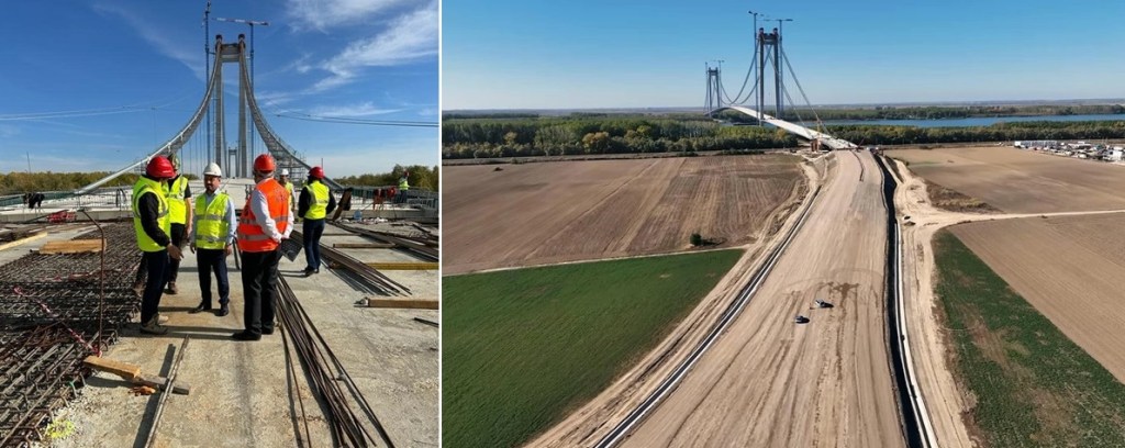 Vizită de lucru la șantierul podului suspendat peste Dunăre de la Brăila | Secretarul de stat Ionel Scrioșteanu: „Nu în toate punctele critice lucrările au&nbsp;avansat!”