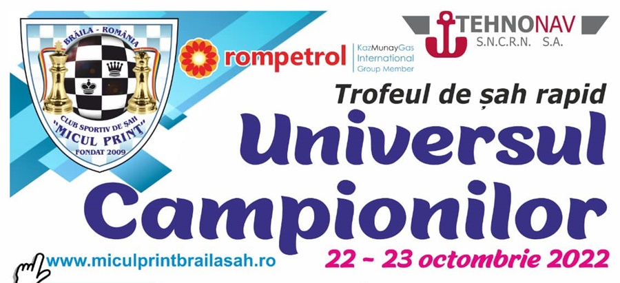 Trofeul de șah rapid „Universul Campionilor” | Înscrieri până pe 21&nbsp;octombrie