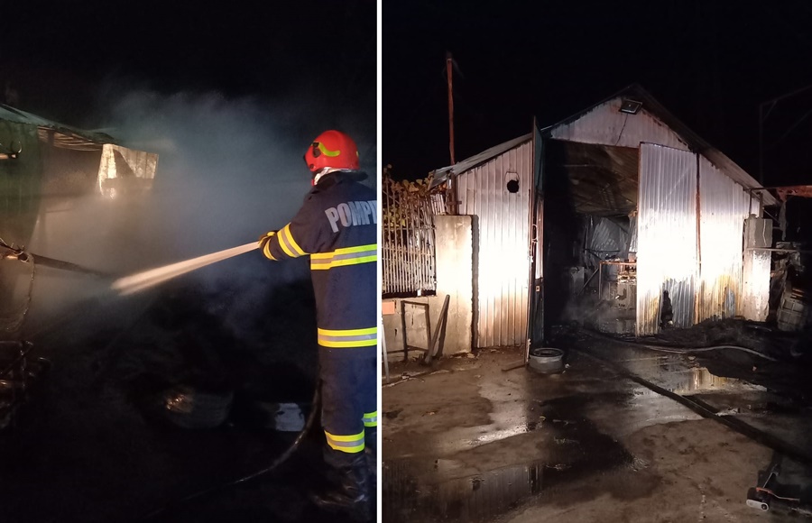 Garaj ars în totalitate | Incendiu la o vulcanizare din Jirlău, cu autor neidentificat, stins de Garda de intervenție Făurei în cooperare cu SVSU&nbsp;Jirlău