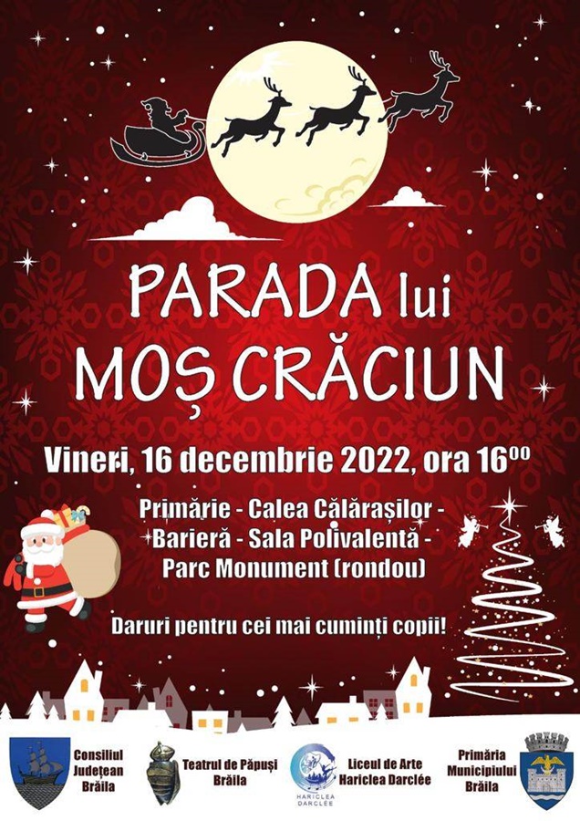 Parada lui Moș Crăciun | Moş Crăciun soseşte vineri la Brăila pentru a participa la deschiderea Orăşelului&nbsp;Copiilor!