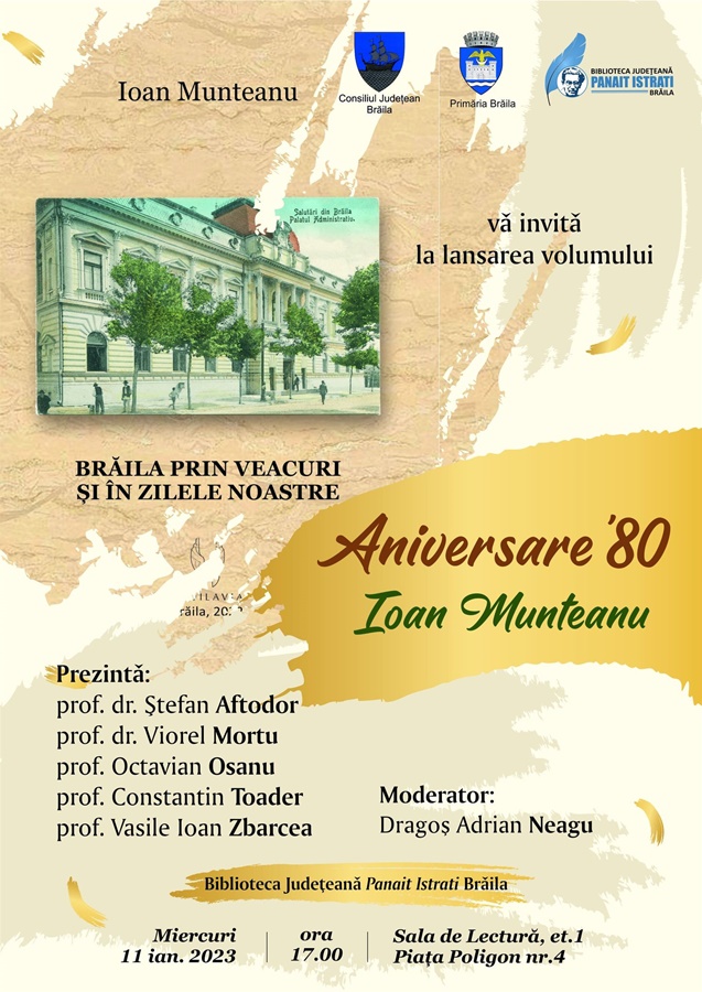Lansare de carte la bibliotecă | “Brăila prin veacuri și în zilele noastre”, carte semnată de profesorul Ioan&nbsp;Munteanu