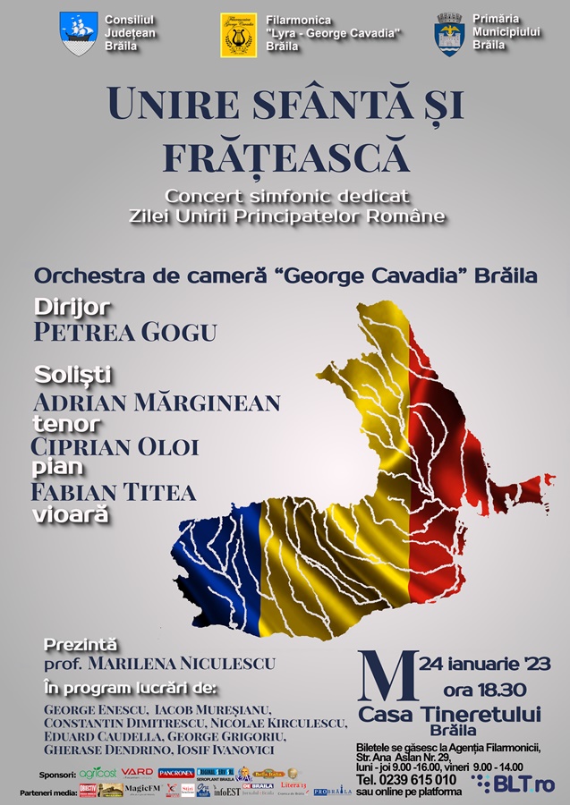 “Unire sfântă și frățească”, concert simfonic dedicat Zilei Unirii Principatelor&nbsp;Române