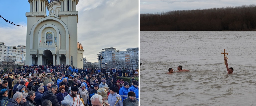 Botezul Mântuitorului, sărbătoare marcată la Brăila prin mai multe evenimente specifice | Crucea Bobotezei a fost prinsă de brăileanul Marius&nbsp;Plopeanu