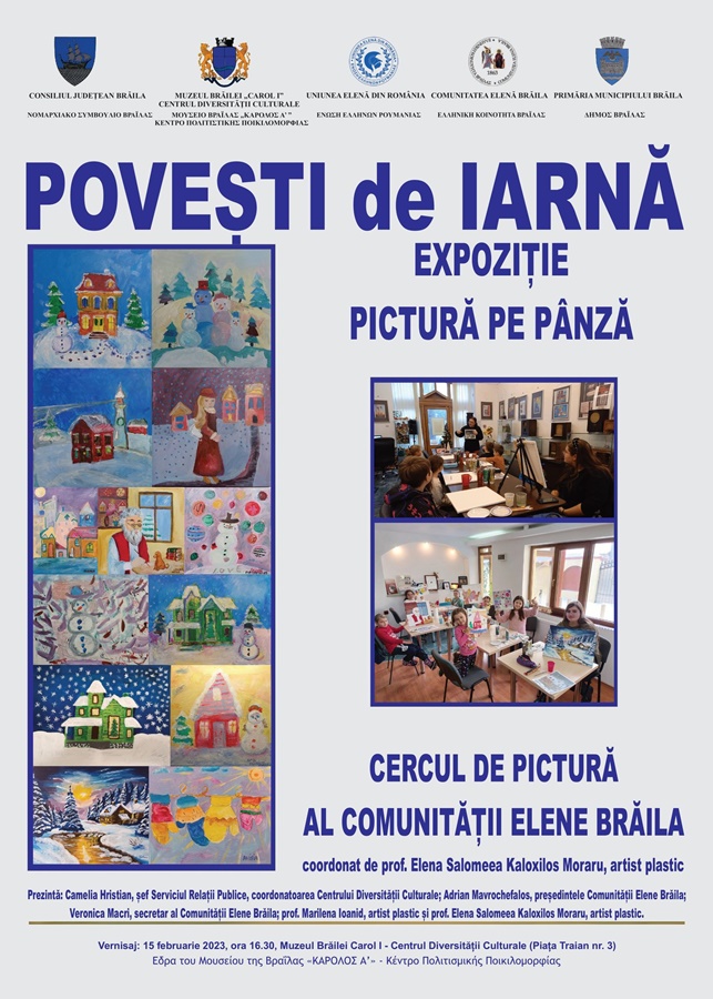 Vernisaj la Centrul Diversității Culturale | “Povești de iarnă”, expoziție cu lucrări realizate la Cercul de Pictură al Comunității Elene&nbsp;Brăila