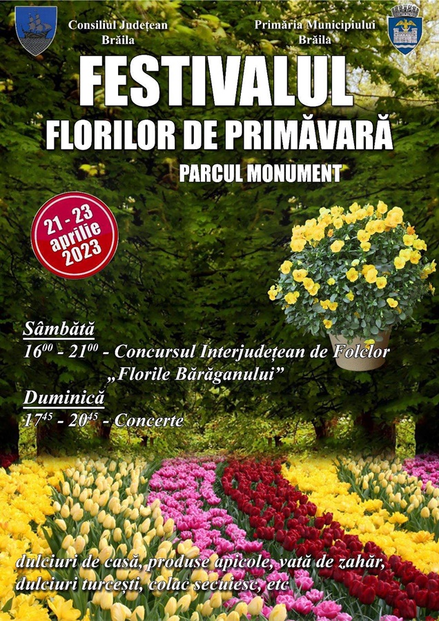 “Festivalul Florilor de Primăvară”, din nou în Parcul Monument din&nbsp;Brăila
