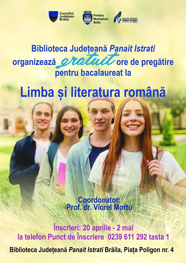 Curs gratuit, de Limba și Literatura Română, destinat elevilor din ultimul an de liceu, la Biblioteca&nbsp;Județeană