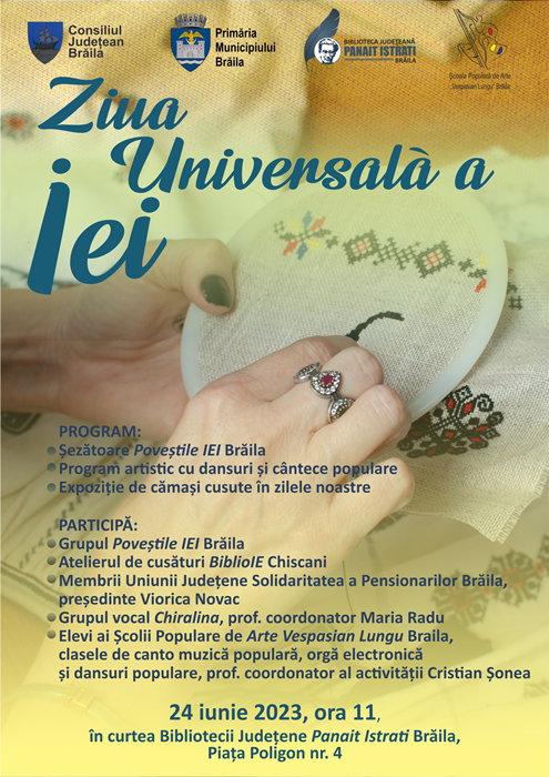“Poveștile IEI”, un spectacol de dansuri și muzică populară, expoziție de cămăși cusute tradițional, toate la biblioteca&nbsp;braileană