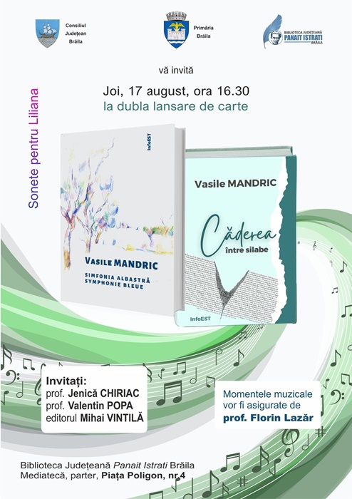 Dublă lansare de carte, a scriitorului Vasile Mandric, la Biblioteca Județeană “Panait&nbsp;Istrati”