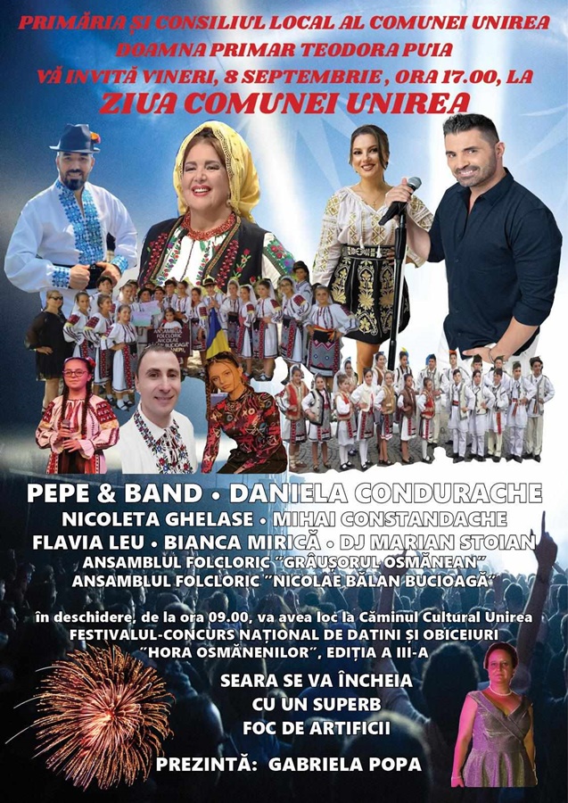 PEPE invitat special la Zilele Comunei Unirea | Regal artistic la Festivalul-concurs național de folclor “Hora Osmănenilor”, ediția a&nbsp;III-a
