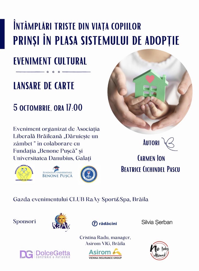 Lansare de carte: “Întâmplări triste din viața copiilor prinși în plasa sistemului de adopție”, de Carmen Ion și Beatris Cichindel&nbsp;Pascu