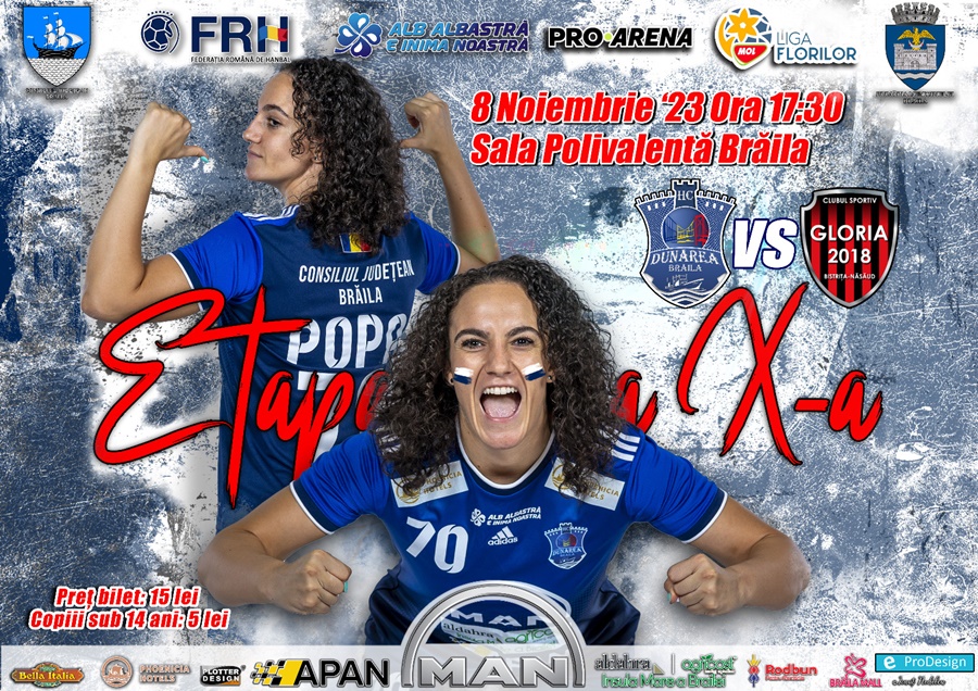 Miercuri, Dunărea Brăila va întâlni Gloria Bistrița în runda a X-a, din Liga Florilor&nbsp;Mol