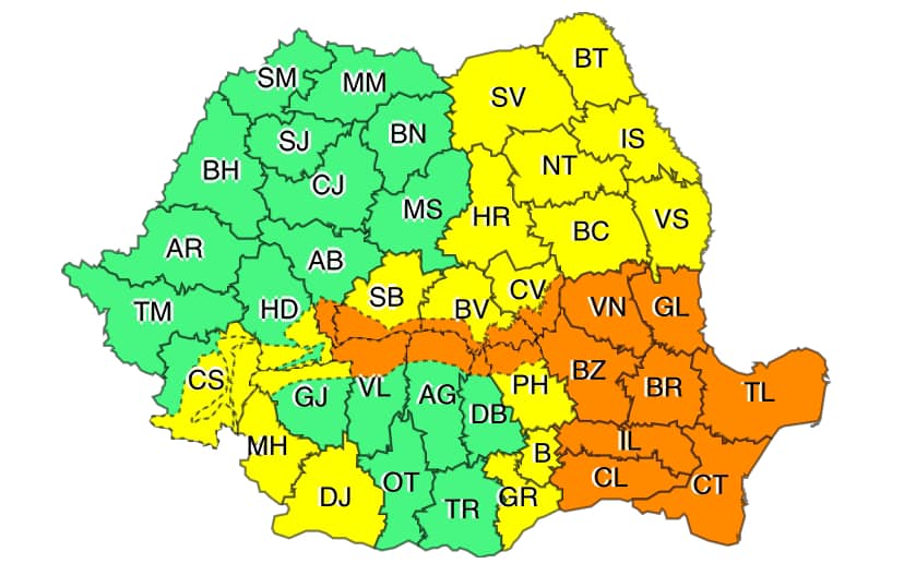 IMPORTANT! Cod Portocaliu pentru estul&nbsp;Munteniei!