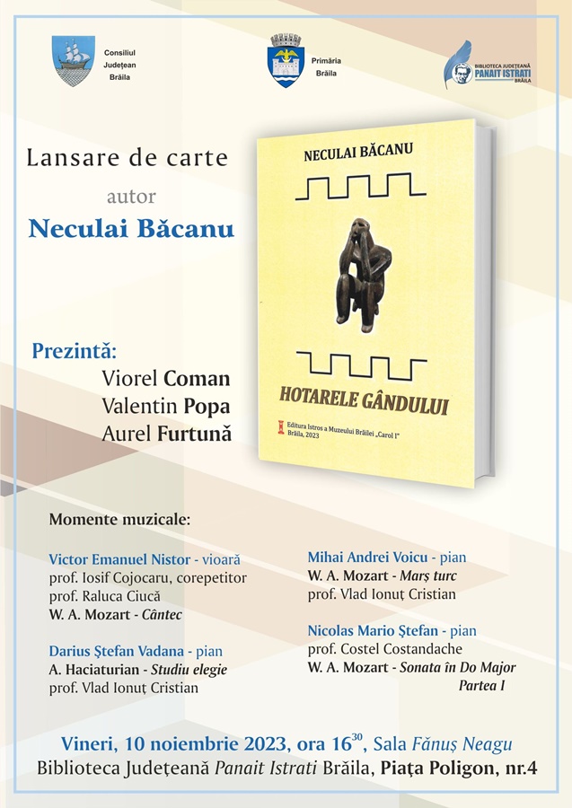 Lansare de carte la bibliotecă | “Hotarele gândului”, de Neculai&nbsp;Băcanu