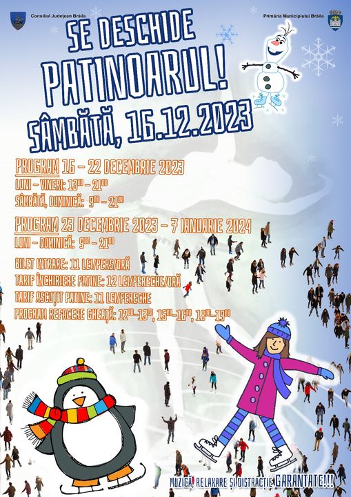 Sâmbătă, 16 decembrie, se va deschide patinoarul din Municipiul&nbsp;Brăila!