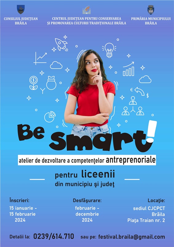 “Be smart!”, atelier gratuit de dezvoltare a competențelor antreprenoriale dedicat&nbsp;tinerilor