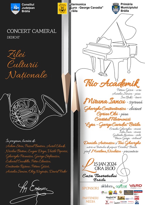 Regal de muzică și poezie la Filarmonica “Lyra – George Cavadia”, organizat cu ocazia Zilei Culturii&nbsp;Naționale