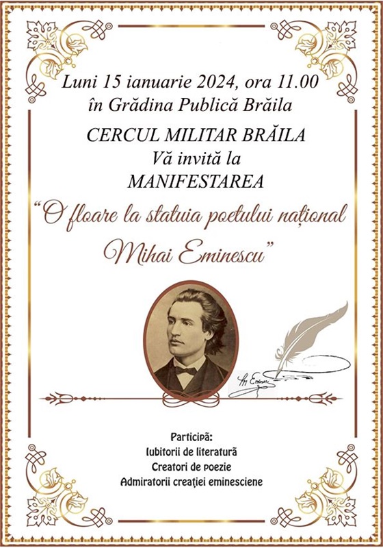 O floare la statuia poetului național Mihai&nbsp;Eminescu