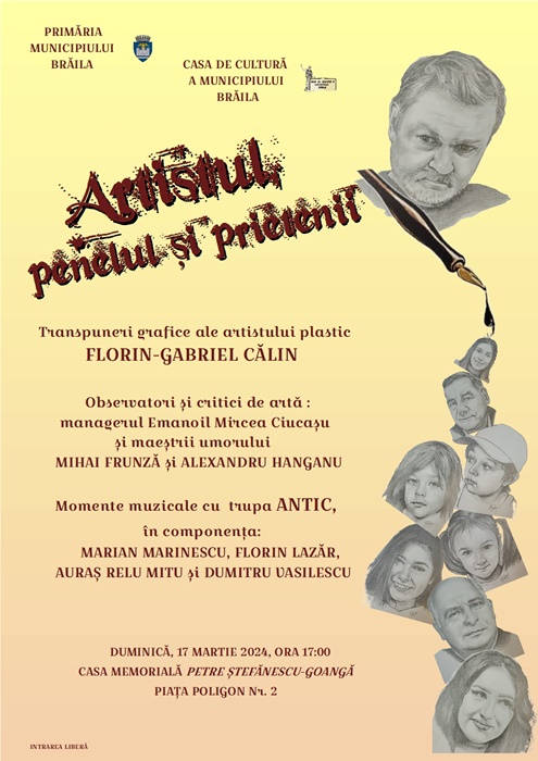 Artă, umor și muzică, la Casa Ştefănescu-Goangă! Vernisajul expoziției “Artistul, penelul și prietenii”, a artistului Florin-Gabriel&nbsp;Călin